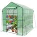 VOUNOT® Broeikas, Kweekkas, Wandelbare Tuinkas met 12 Planken, Tomatenkas met Ritsdeur en Ventilatievensters, Sterke Metalen Frame 143x215x195cm, Groen
