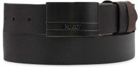 Kazar Double-sided belt with embossed striped pattern, Men, Black, Leather, 105 cm