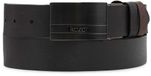 Kazar Double-sided belt with embossed striped pattern, Men, Black, Leather, 105 cm