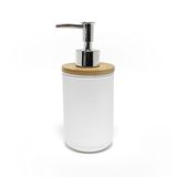 Douceur d'Intérieur 1801409 Zeepdispenser, polyester + bamboe, wit, 7,2 x 16 cm