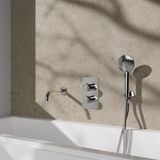 Fortifura Calvi Badkraan set - uitloop - 22cm inkortbaar - gladde slang - ronde handdouche - inbouwdeel - wandhouder - chroom