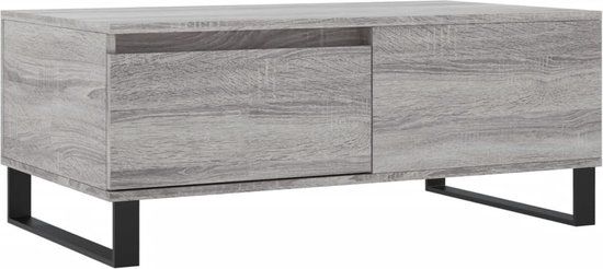 vidaXL Salontafel 90x50x36,5 cm bewerkt hout grijs sonoma