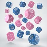 Q-Workshop dobbelstenen set compact D6 blauw roze - 20 stuks.