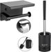 Eavy porte-rouleau WC avec étagère - Brosse de toilette - Lot - Noir