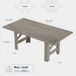 Grande table de salle à manger - Table de salle à manger rectangulaire pour la cuisine - Longueur 182 cm - Plateau de table robuste - Cadre en bois - Convient pour 6-8 personnes - Gris