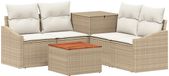 vidaXL Bankstel 2 zitplaatsen Beige en Crèmewit Polyrattan en Staal