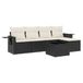 vidaXL 5-delige Loungeset met Kussens, Poly Rattan, Zwart