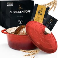 Chefarone Gietijzeren Braadpan 4.7L - Rood - Ø 26CM - Inclusief Deksel - Geschikt voor Alle Warmtebronnen