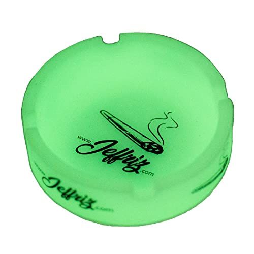 Jeffriz Jeffris Fluorescerende asbak van zachte siliconen, onbreekbaar, rond, fluorescerend, licht in het donker - 3760303100704