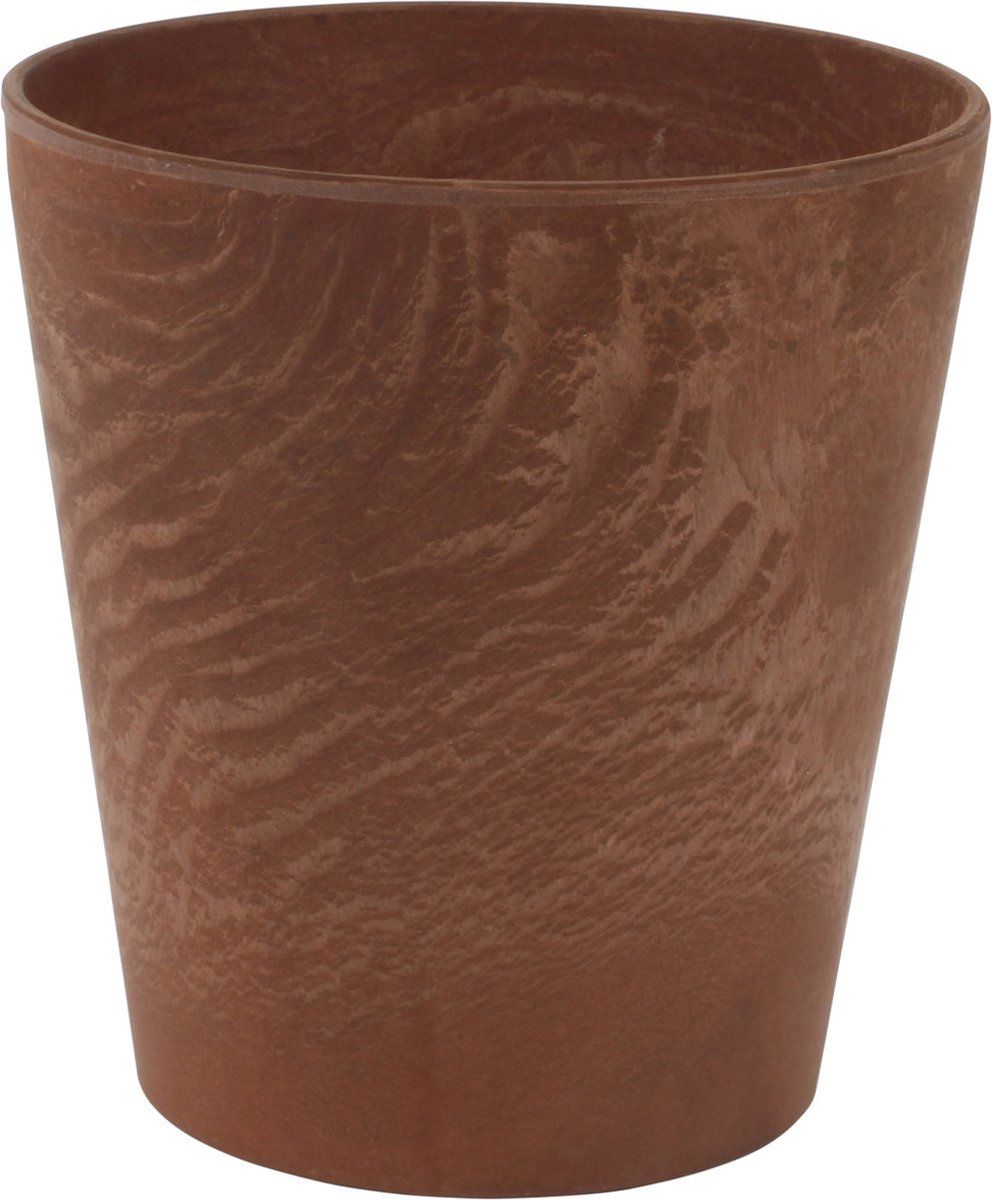 Steege Plantenpot/bloempot - Artstone dark terra cotta - Dia 17 cm - Hoogte 15 cm - Binnen/Buiten