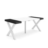 Skraut Home Uitschuifbare Consoletafel Console table 180 Voor 8 personen Massief houten poten Moderne stijl Wit en Zwart