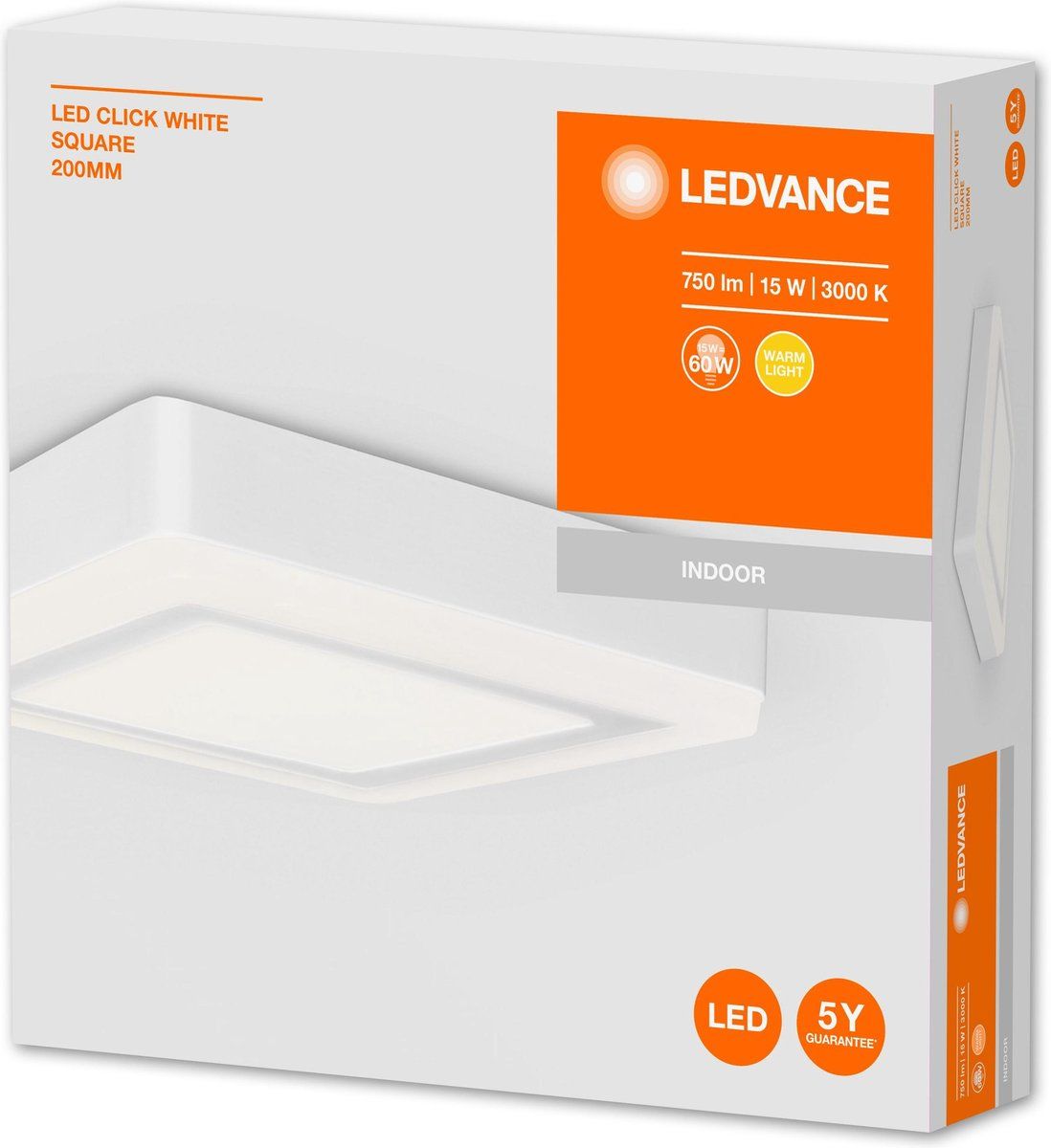 Ledvance LED Wand- en Plafondarmatuur - LED CLICK White / 15 W - Warm Wit - Aluminium - IP20