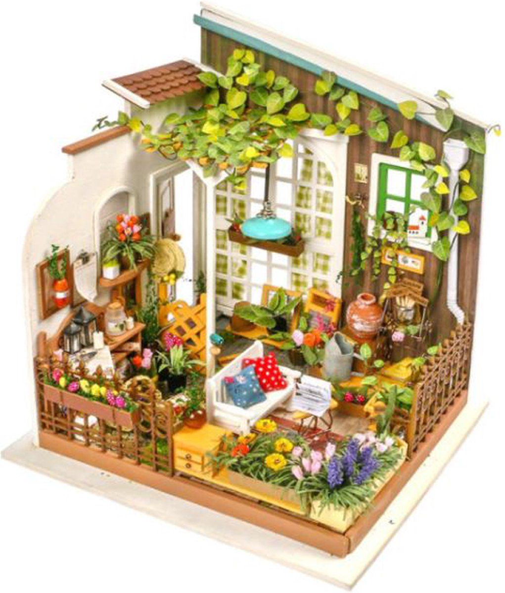 Robotime Houten Poppenhuis Bouwpakket - Miniatuur Bloementuin - Modelbouw - Speelgoed