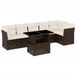 vidaXL Salon de jardin 7 pièces avec coussins, poly rotin, marron
