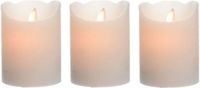 Kaemingk B.V. 3x bougies LED/bougies tronc crème blanc 10 cm vacillant