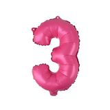 Homéa Ballon cijfer 3 metallic aluminium met rietje H 40 cm, meerkleurig