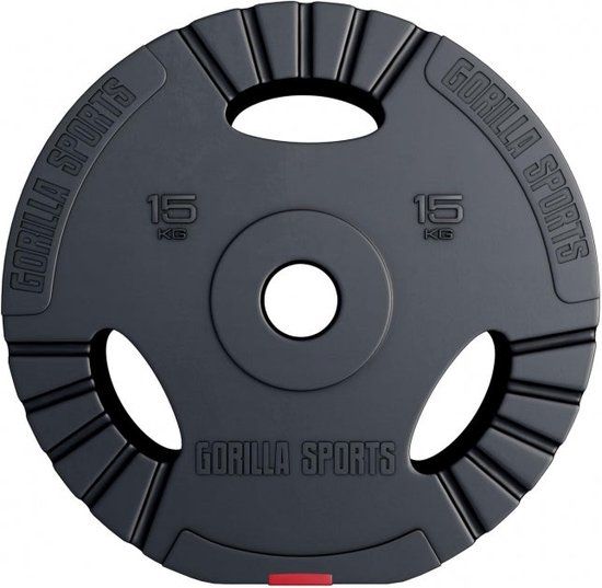 Gorilla Sports Olympische Halterschijf - 15 kg - Kunststof Gripper - 50 mm