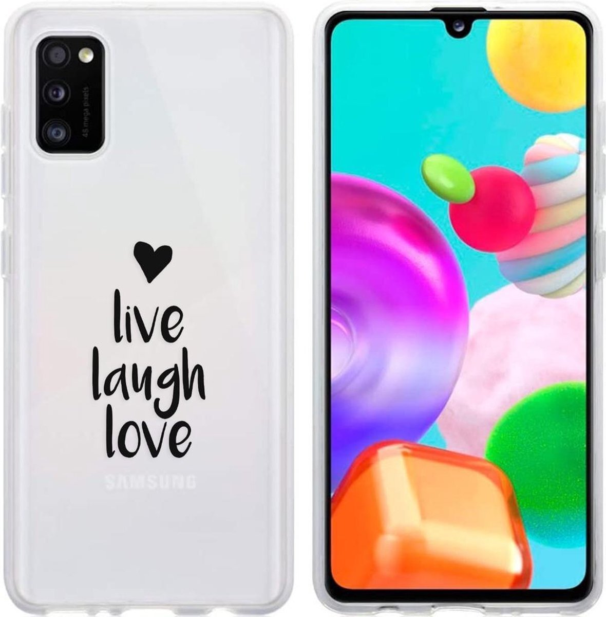imoshion Design hoesje voor de Samsung Galaxy A41 - Live Laugh Love - Zwart