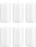 Trend Candles Cilinderkaars/stompkaars - 6x - Wit - 8 x 15 cm - 69 Branduren