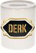 Derk tirelire - blanc - avec emblème or/noir - 8 x 9 cm - céramique - avec bouchon