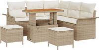 vidaXL Tuinbank Set met Kussen 8 Stuks Beige Poly Rattan