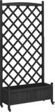 vidaXL Plantenbak met latwerk - Massief Vurenhout - Zwart
