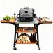 Chariot de barbecue - Acier inoxydable - 2 tablettes latérales rabattables - Avec roues