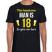 Bellatio Decorations Verjaardag cadeau t-shirt 18 jaar - this handsome man is 18 - give beer - zwart - voor heren XS -