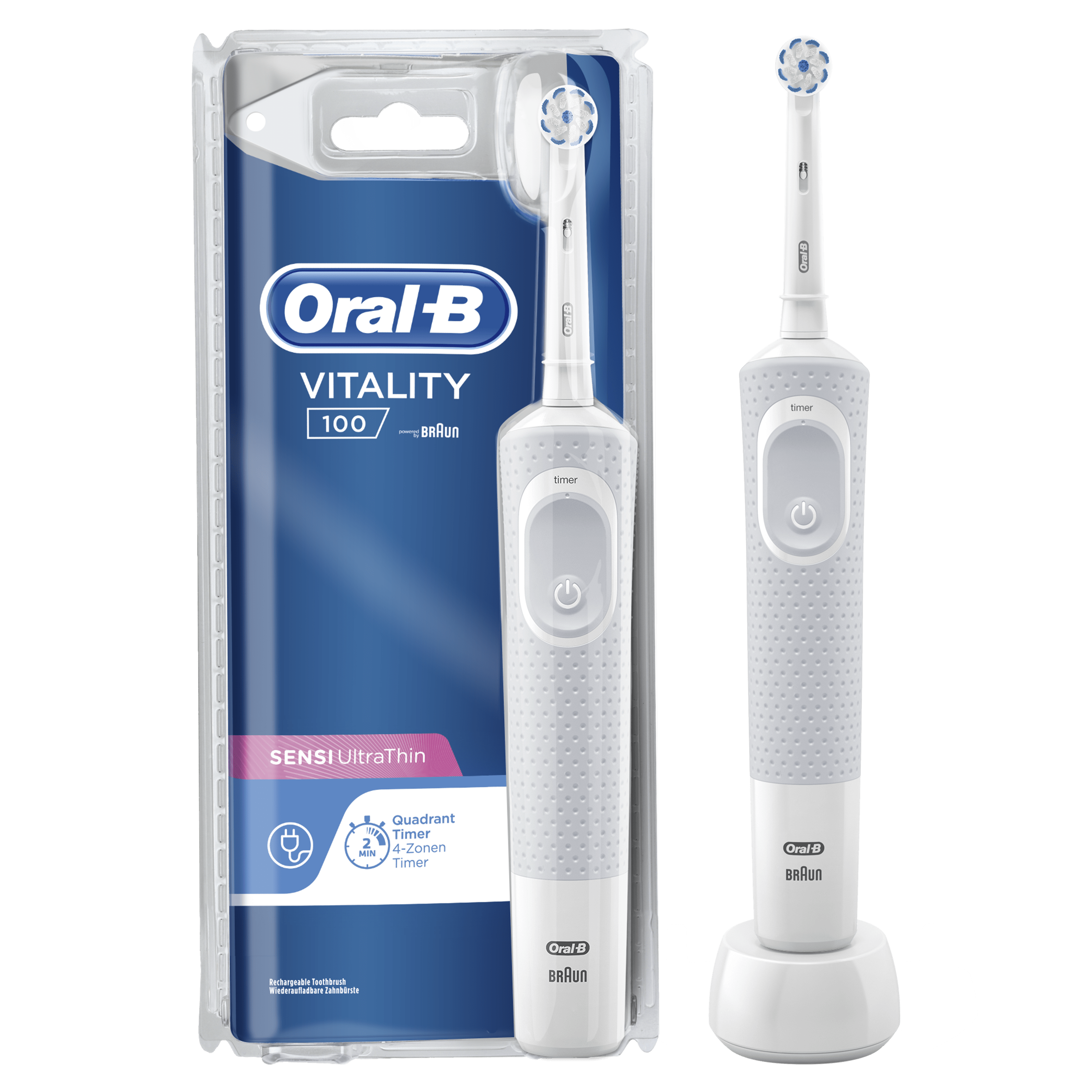 Oral-B Vitality 100 Sensi Ultrathin White Elektrische Tandenborstel Powered By Braun wit