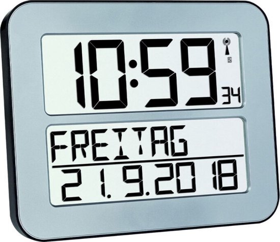 TFA Radiografische kalenderklok TF 2000 Zilver Timeline Maxx