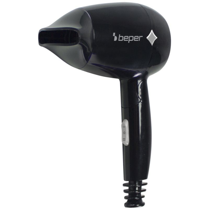 BEPER P301ASC100 Travel Hairdryer 1200W Foldable Hair Dryer 3 Temperatures 2 Speeds Small and Lightweight Black