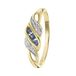 Lucardi Dames Ring met saffier en diamant 0,11ct - Ring - Cadeau - 14 Karaat Goud - Geelgoud