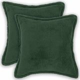 vidaXL - Taie d'oreiller - 2 pièces - BOIS - Vert foncé - 35 x 35 cm - Bouclé