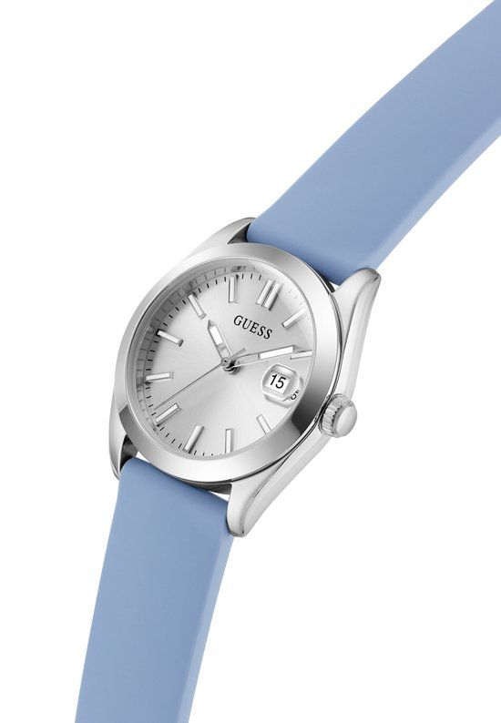 Guess Alice Quartz Analoog Horloge Blauw Kast Gemaakt Van 100% Roestvrij Staal En Een Armband Van 100% Siliconen 32 GW1033L1