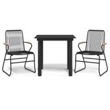 vidaXL 3-delige Tuinset PVC-rattan Zwart