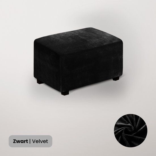 BankhoesDiscounter Velvet Hocker Hoes XL Zwart - Poef Hoes - Design