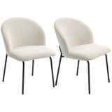 HOMCOM 2 ribfluweel eetkamerstoelen Crème