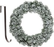 Decoris Kerstkrans - met sneeuw - 35 cm - kunststof - incl. deurhanger