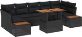 vidaXL Tuinbank Set Zwart Polyrattan