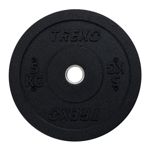 TREXO TREXO Olympic TRX-BMP015 Halterschijf, 15 kg, rubber bekleed materiaal voor lange halter, diameter 50 mm, duurzame fitnessschijf, krachttraining, crossfit