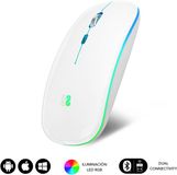 SUBBLIM Wireless Bluetooth Mouse + RF RGB LED Dual Flat Mouse White