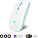 SUBBLIM Souris Bluetooth sans fil + RF RGB LED Double Souris plate Blanche