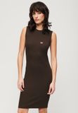 Superdry Geribde, Aansluitende Midi-jurk Dames Bruin UK10-EU38