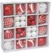 Gerimport Kerstballen en ornamenten set - 42-delig - rood/wit - kunststof