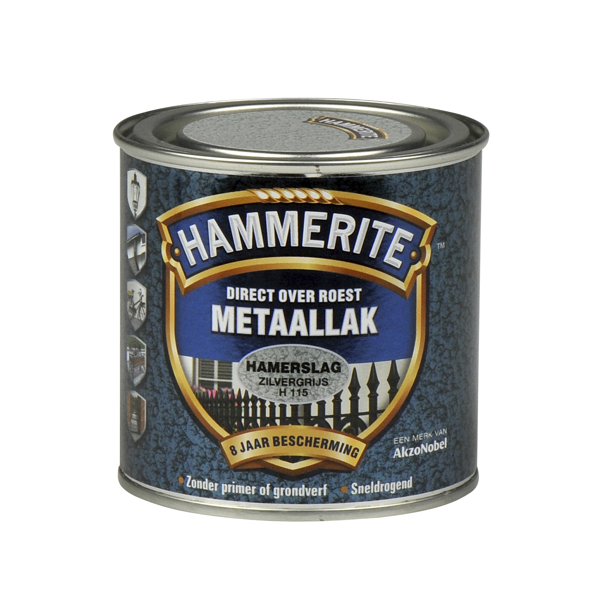 Hammerite direct over roest metaallak hamerslag zilvergrijs - 250 ml