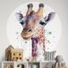 Girafe Sticker Mural Rond / Cercle Enfants - Diamètre 70 cm - Adhésif + Protection Brillante