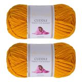 Utopia Crafts Cuddle Super Chunky Chenille Soft Yarn for Knitting and Crochet 2x 100g (Mustard)