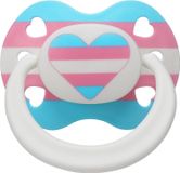 Sucette pour adulte Silicone anxiété - Couleurs fierté trans binky avec découpe en forme de cœur grande