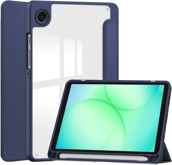imoshion Tablet Hoes - Geschikt voor Samsung Galaxy Tab A11 / A9 8.7 inch - Trifold Hardcase Bookcase - Donkerblauw