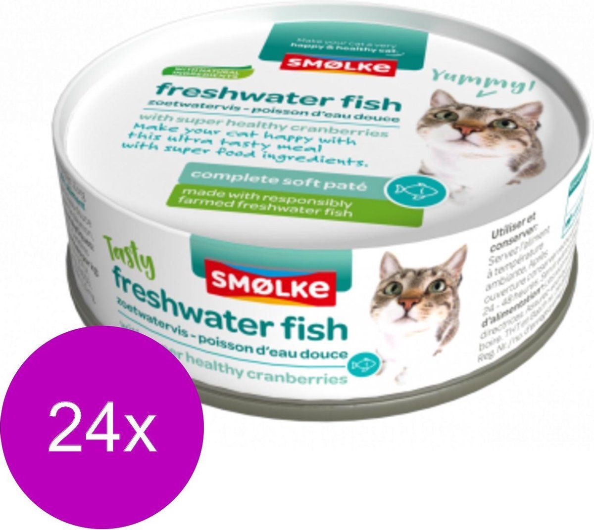 SMOLKE Soft Paté 80 g - Kattenvoer - 24 x Vis